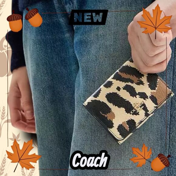 COACH Card Holder Wallet – Leopard Print & Signature Canvas – New NWT - Picture 5 of 8